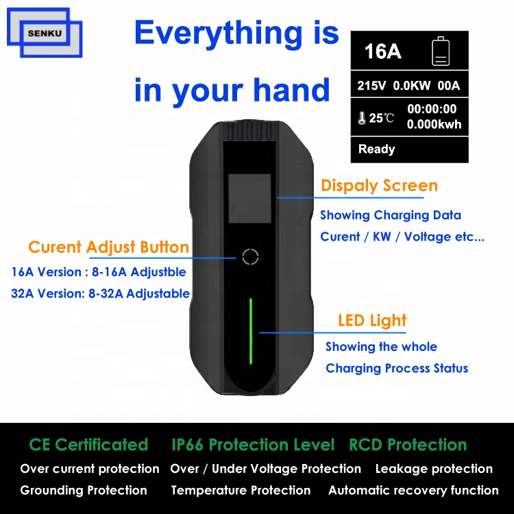 Type1 32A Portable EV Charger