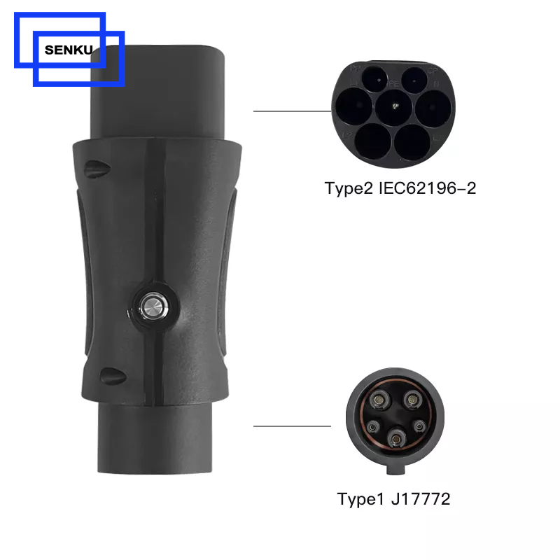 Electric Car 32A Type 2 to Type1 Adapter