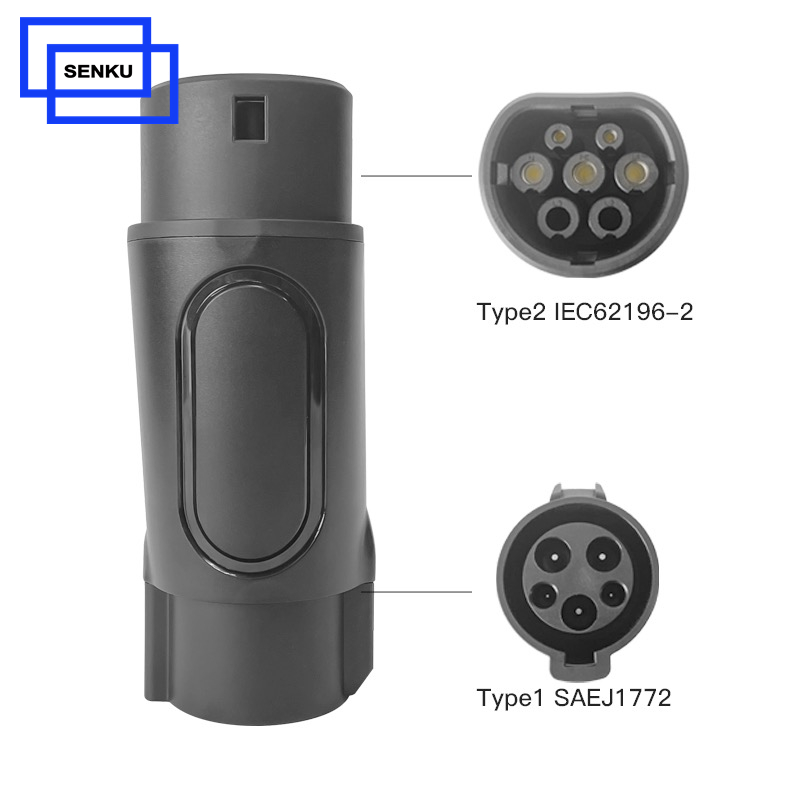 EV Charging 32A J1772 Type 1 to Type 2 Adapter