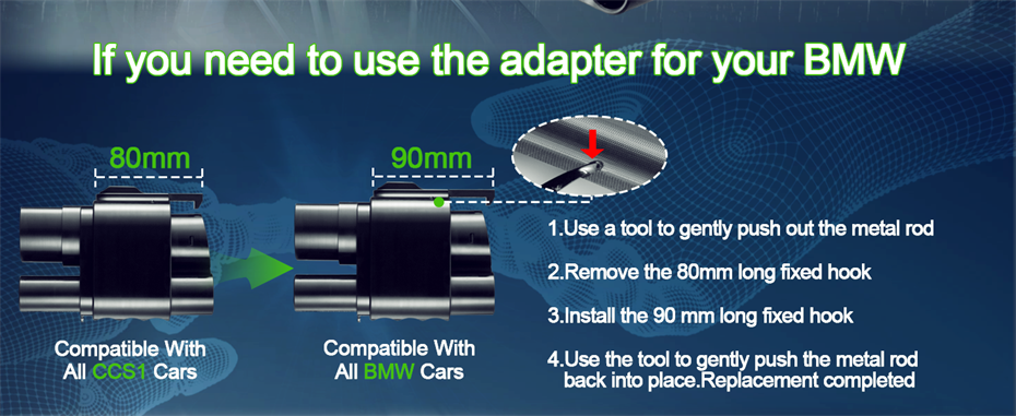 EV charging CCS 2 to CCS 1 adapter